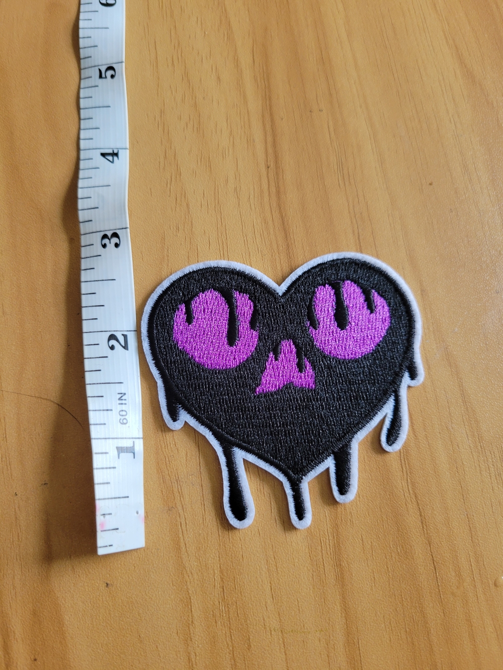 🧋NEW🧋Black & Purple Dripping Heart Embroidered Patch - Unbranded
